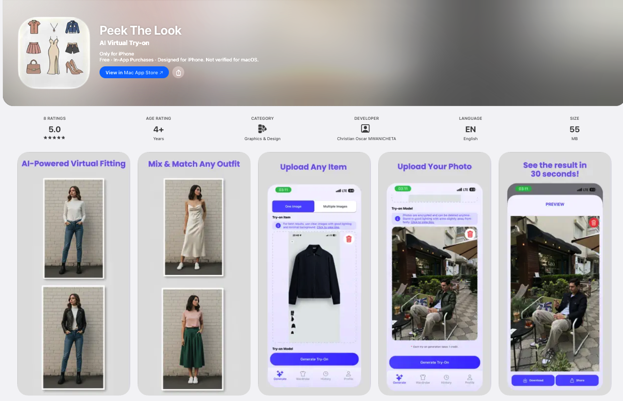 Peek The Look app screenshot